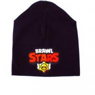Шапка черная детская с логотипом Бравл Старс принт Brawl Stars светится в темноте COTTON STARS