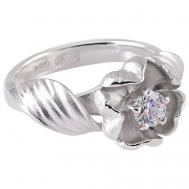 Перстень  Весенний поцелуй К-15082, серебро, 925 проба, родирование, фианит, размер 16, серебряный Альдзена