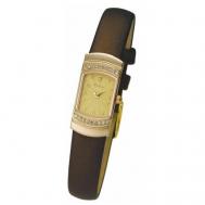 Наручные часы  женские, кварцевые, корпус золото, 585 проба, бриллианткоричневый Platinor