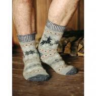 Носки , размер 44-46, бежевый, серый Бабушкины носки