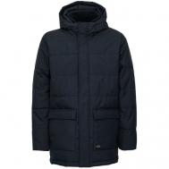Куртка , демисезон/зима, силуэт прямой, карманы, капюшон, размер 56, синий Casual friday