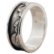 Кольцо серебро, 925 проба, оксидирование, размер 18.5, серебряный Serebromag