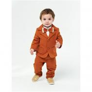 Комплект одежды , рубашка и брюки, нарядный стиль, размер 98, коричневый Chadolls