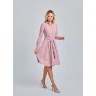 Платье-рубашка повседневное, полуприлегающее, миди, размер 46, розовый Вика Карлова