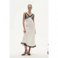 Платье-комбинация , вискоза, вечерний, бельевой стиль, прилегающее, миди, размер 42, белый TOPTOP