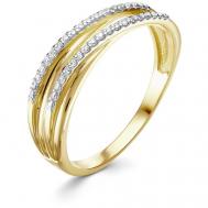 Кольцо , желтое золото, 585 проба, бриллиант, размер 17, бесцветный Vesna jewelry