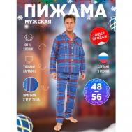 Пижама , карманы, размер 50, синий Малиновые сны