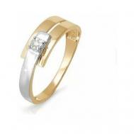 Кольцо Del'ta, комбинированное, красное, белое золото, 585 проба, бриллиант, размер 17.5 Delta