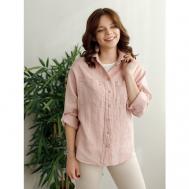 Блуза  , повседневный стиль, прямой силуэт, длинный рукав, карманы, однотонная, размер 42-44, розовый Kayros