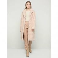 Пальто , искусственный мех, средней длины, силуэт прямой, карманы, размер 54, розовый Alef