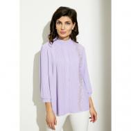 Блуза  , свободный силуэт, укороченный рукав, однотонная, размер 44, фиолетовый Vivienne Mare