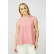 Блуза , повседневный стиль, прямой силуэт, без рукава, однотонная, размер 48, розовый VeraVo