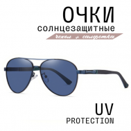 Солнцезащитные очки , авиаторы, оправа: металл, поляризационные, с защитой от УФ, синий MIOFORM