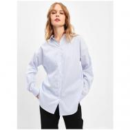 Рубашка  , повседневный стиль, прямой силуэт, длинный рукав, в полоску, размер 48, белый KATHARINA KROSS