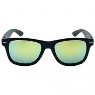 Солнцезащитные очки , прямоугольные, оправа: пластик, складные, ударопрочные, поляризационные, устойчивые к появлению царапин, с защитой от УФ, зеркальные, черный Chivegres