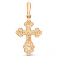 Крестик , красное золото, 585 проба, родирование, бриллиант Vesna jewelry