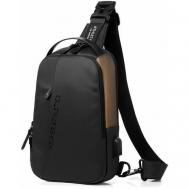 Рюкзак  слинг , внутренний карман, регулируемый ремень, коричневый Grodwell