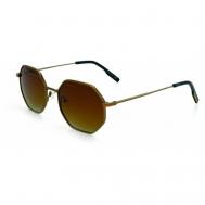 Солнцезащитные очки , шестиугольные, оправа: металл, поляризационные, с защитой от УФ, для мужчин, коричневый Uspa