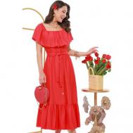 Платье , вискоза, повседневное, миди, размер 44, красный DSTrend