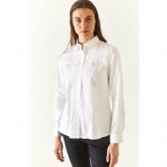 Рубашка  , повседневный стиль, прямой силуэт, длинный рукав, однотонная, размер 40, белый U.S.POLO ASSN