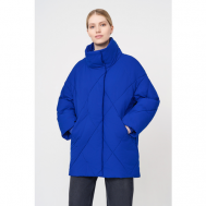 куртка  , демисезон/зима, оверсайз, стеганая, без капюшона, карманы, манжеты, размер XS, синий, голубой Baon