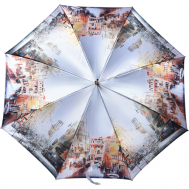 Зонт-трость , полуавтомат, купол 105 см., 8 спиц, для женщин, бежевый, серебряный Zest