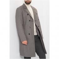 Пальто , демисезон/зима, силуэт прилегающий, удлиненное, карманы, подкладка, без капюшона, двубортное, размер 54-176, серый Misteks design