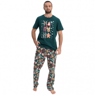Пижама , футболка, карманы, размер 54, зеленый Оптима Трикотаж