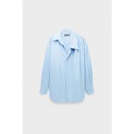 Рубашка  , свободный силуэт, длинный рукав, размер 44, голубой Frenken