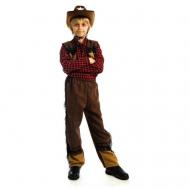 Карнавальный костюм "Ковбой", шляпа, рубашка, жилетка, брюки, р. 30, рост 122 см Карнавалия Чудес
