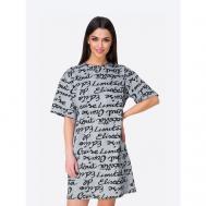 Платье-футболка , хлопок, повседневное, прямой силуэт, мини, размер 44, серый HappyFox