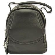 Рюкзак  мессенджер , натуральная кожа, внутренний карман, регулируемый ремень, черный Agalante