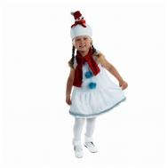 Детский карнавальный костюм "Снеговик с красным шарфом", велюр, рост 68-98 см, цвет белый Страна Карнавалия