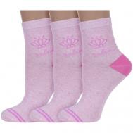 Носки , 3 пары, размер 23-25, розовый Борисоглебский трикотаж