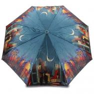 Зонт , автомат, 3 сложения, купол 88 см., 8 спиц, чехол в комплекте, для женщин, синий PLANET