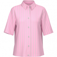 Блуза  , повседневный стиль, укороченный рукав, в полоску, размер 44, розовый Bianca