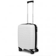 Умный чемодан , полипропилен, водонепроницаемый, рифленая поверхность, увеличение объема, ребра жесткости, 38 л, размер S, белый Impresa