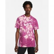 Беговая футболка , силуэт свободный, светоотражающие элементы, размер M, фиолетовый, розовый Nike