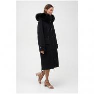 Пальто  , демисезон/зима, шерсть, силуэт прямой, средней длины, размер 42/44/164-172, черный EKATERINA ZHDANOVA