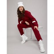 Костюм , свитшот и брюки, спортивный стиль, свободный силуэт, карманы, утепленный, размер 54, бордовый Алтекс