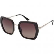 Солнцезащитные очки , бабочка, оправа: металл, поляризационные, с защитой от УФ, градиентные, для женщин, коричневый StyleMark