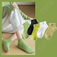 Женские носки  укороченные, 80 den, 5 пар, размер 23-25, белый, зеленый Disparo