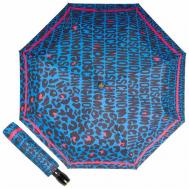 Мини-зонт , автомат, 3 сложения, купол 96 см., 8 спиц, система «антиветер», чехол в комплекте, для женщин, синий Moschino
