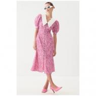 Платье , в классическом стиле, полуприлегающее, миди, подкладка, размер 44, розовый TOPTOP STUDIO