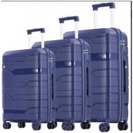 Умный чемодан , 3 шт., 100 л, размер S/M/L, синий Ambassador