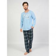 Пижама , брюки, лонгслив, размер 3XL, голубой VIENETTA