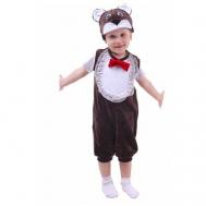 Карнавальный костюм для мальчика от 1,5-3-х лет "Медвежонок", велюр, комбинезон, шапка Страна Карнавалия