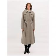 Пальто   демисезонное, шерсть, силуэт трапеция, размер 50/170, серый Trifo
