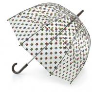 Зонт-трость , механика, 8 спиц, деревянная ручка, прозрачный, для женщин, бесцветный FULTON