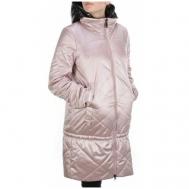 Куртка , женская демисезонная, удлиненная, силуэт прямой, карманы, размер 52, розовый Не определен